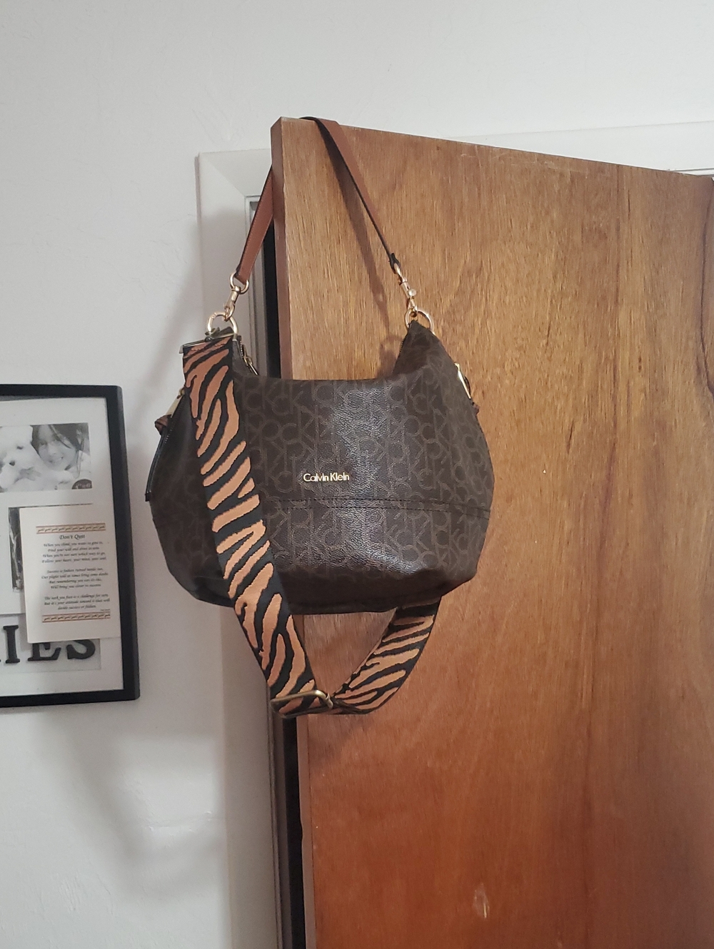 Calvin Klein Signature Dark Brown Hobo Shoulder Bag